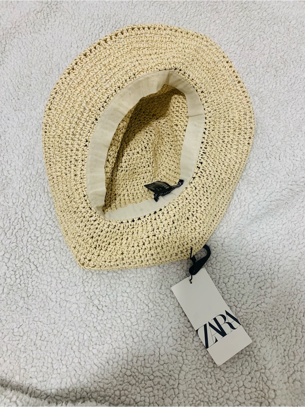ZARA Woven Raffia Sun Hat with Black Band - NWT - Picture 3 of 5